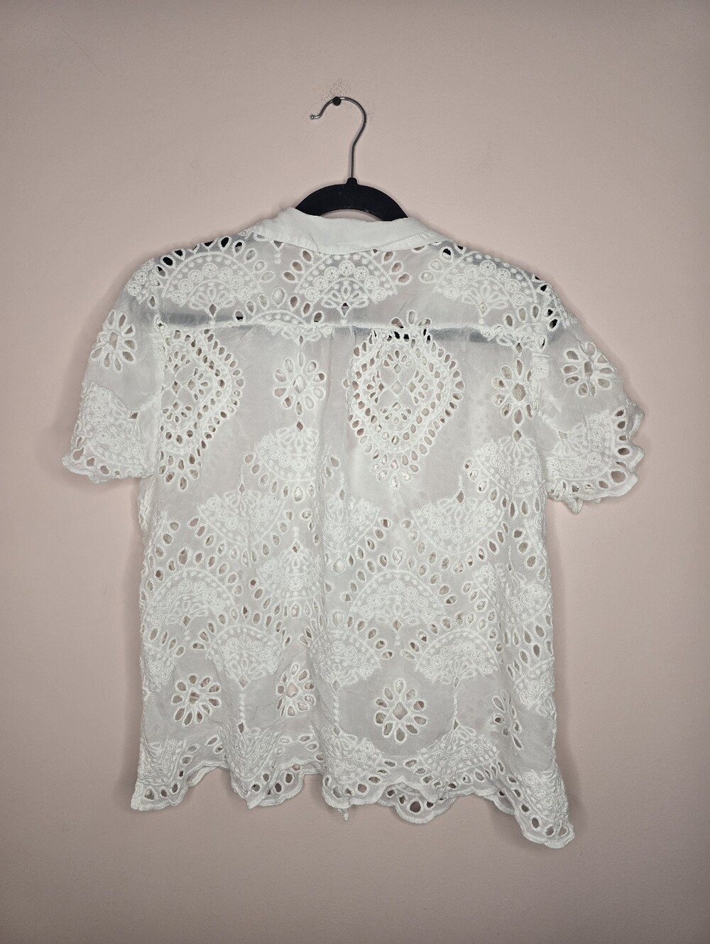 Johnny Was Eyelet Button-Up Top Boho Chic - Picture 2 of 3